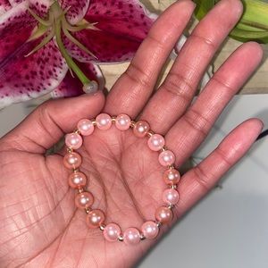 Handmade Rose Pink Glass Bead Bracelet